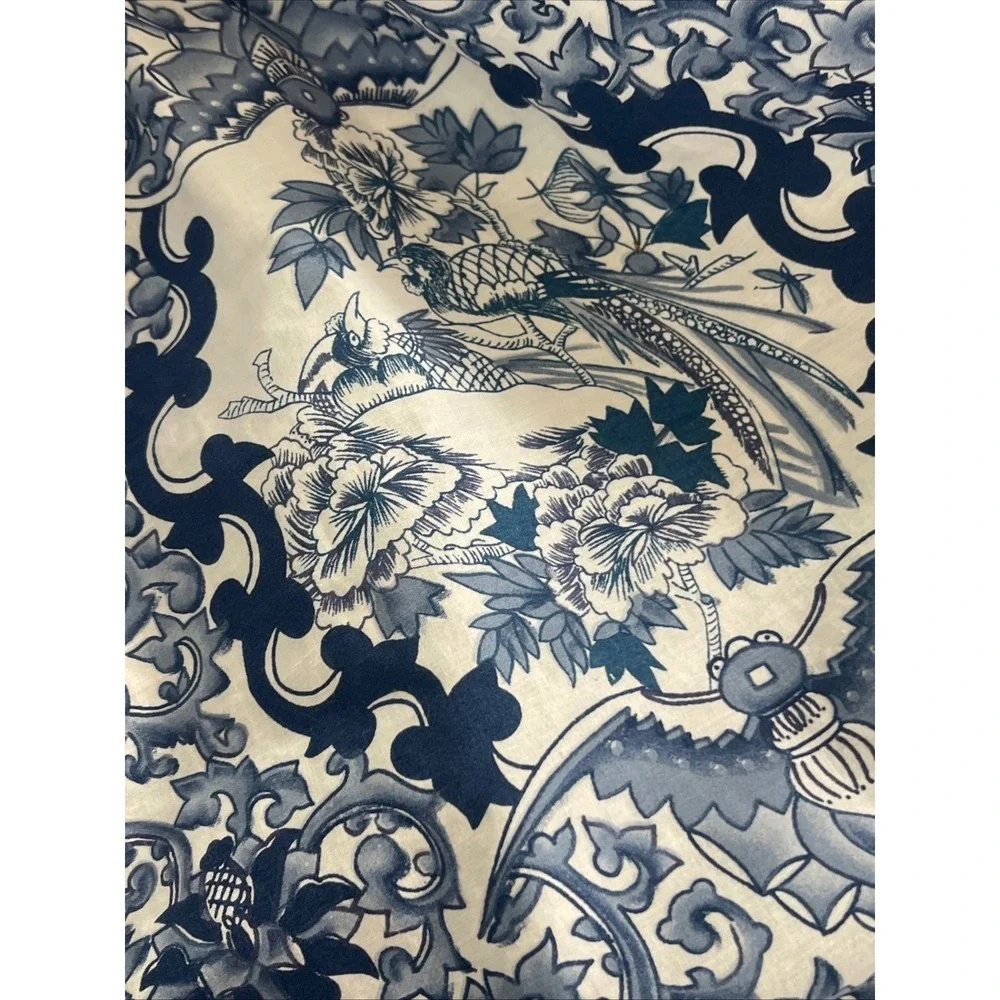 Vintage Ralph Lauren Twin Bed Skirt Blue White Chinoiserie Tamarind Floral Bird